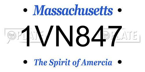1VN847 Massachusetts License Plate