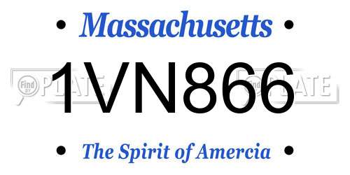 1VN866 Massachusetts License Plate