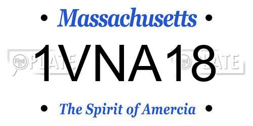 1VNA18 Massachusetts License Plate
