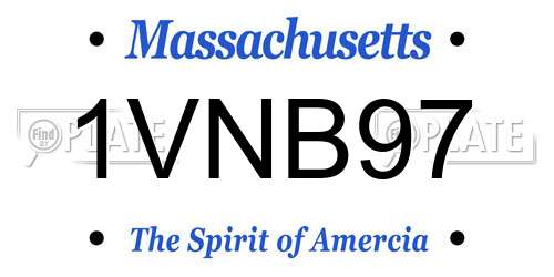 1VNB97 Massachusetts License Plate
