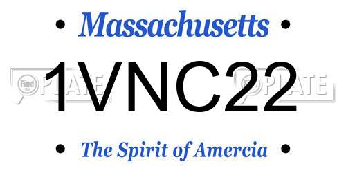 1VNC22 Massachusetts License Plate