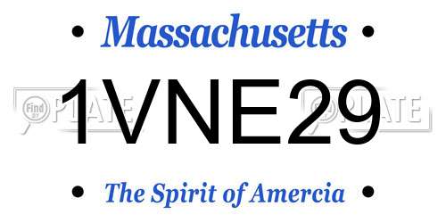 1VNE29 Massachusetts License Plate