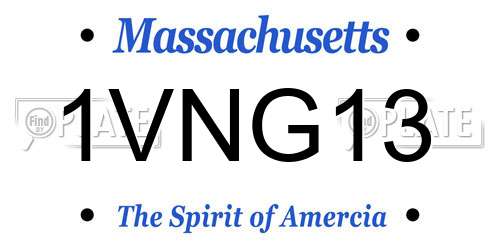 1VNG13 Massachusetts License Plate