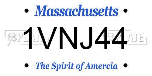 1VNJ44 Massachusetts License Plate