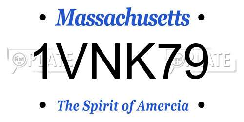 1VNK79 Massachusetts License Plate