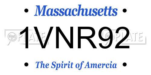 1VNR92 Massachusetts License Plate