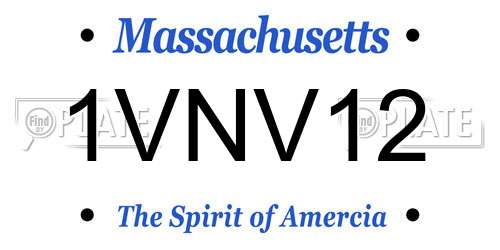 1VNV12 Massachusetts License Plate