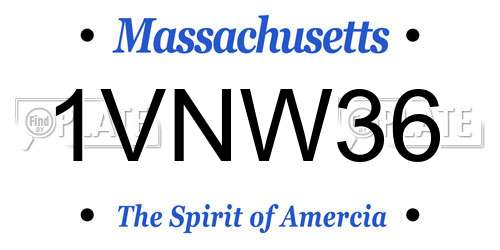 1VNW36 Massachusetts License Plate