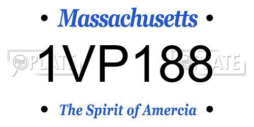 1VP188 Massachusetts License Plate