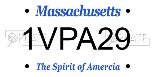 1VPA29 Massachusetts License Plate