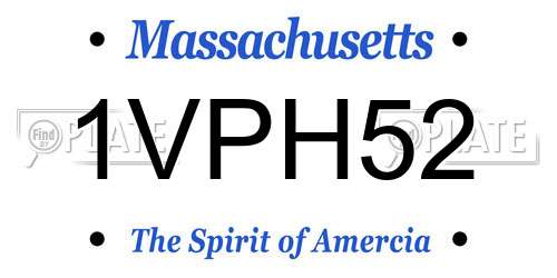 1VPH52 Massachusetts License Plate