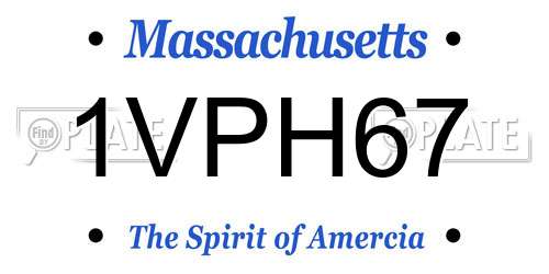 1VPH67 Massachusetts License Plate