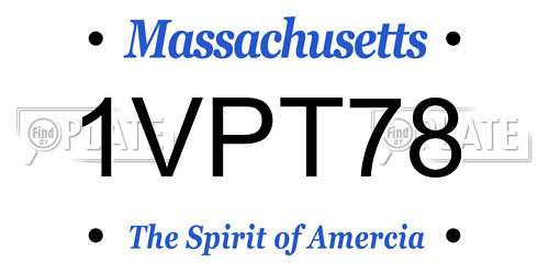 1VPT78 Massachusetts License Plate