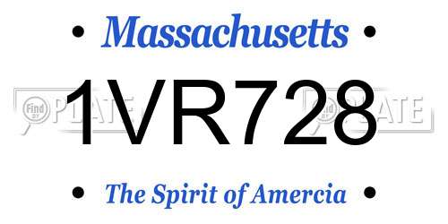 1VR728 Massachusetts License Plate