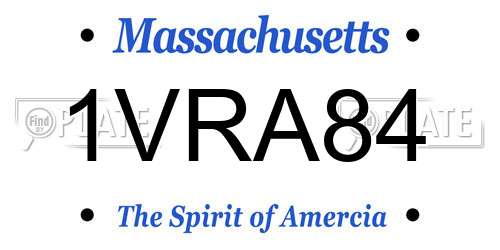 1VRA84 Massachusetts License Plate