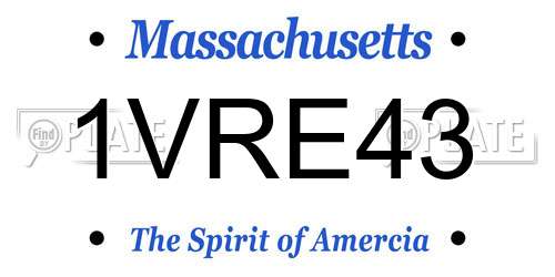 1VRE43 Massachusetts License Plate