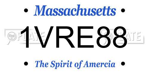 1VRE88 Massachusetts License Plate