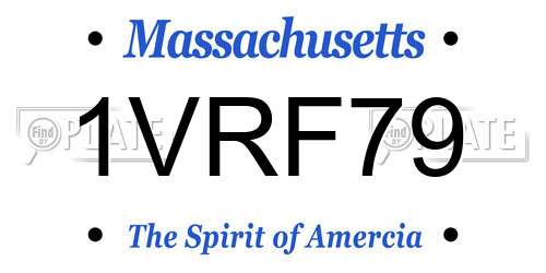 1VRF79 Massachusetts License Plate