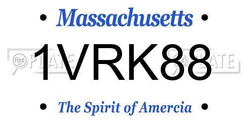 1VRK88 Massachusetts License Plate