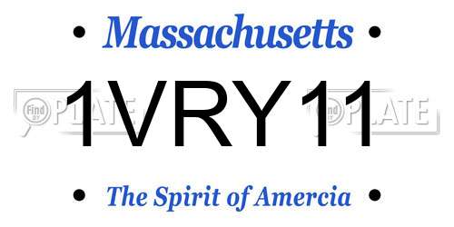 1VRY11 Massachusetts License Plate
