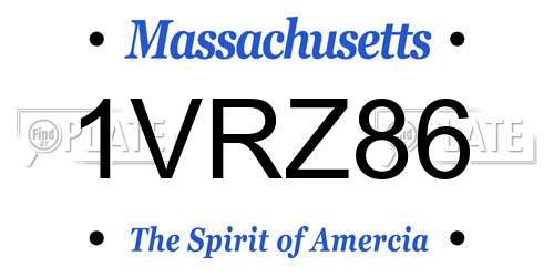 1VRZ86 Massachusetts License Plate