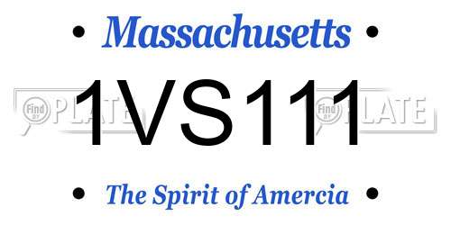 1VS111 Massachusetts License Plate