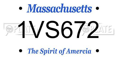 1VS672 Massachusetts License Plate