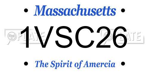 1VSC26 Massachusetts License Plate