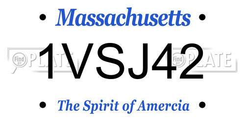 1VSJ42 Massachusetts License Plate