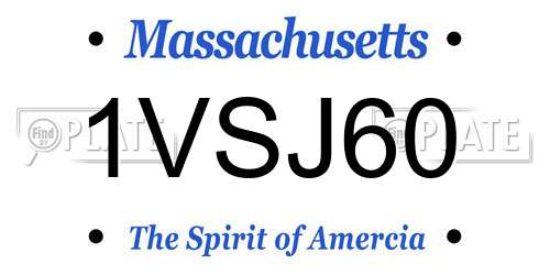 1VSJ60 Massachusetts License Plate