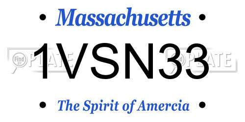1VSN33 Massachusetts License Plate