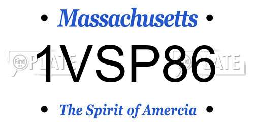 1VSP86 Massachusetts License Plate
