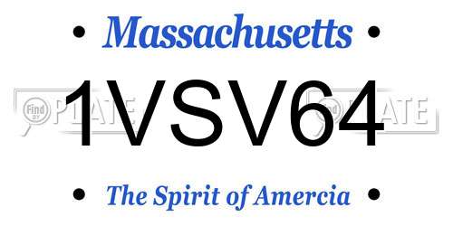 1VSV64 Massachusetts License Plate