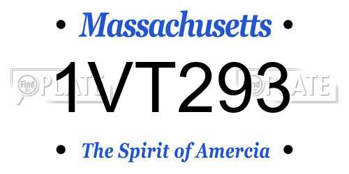 1VT293 Massachusetts License Plate