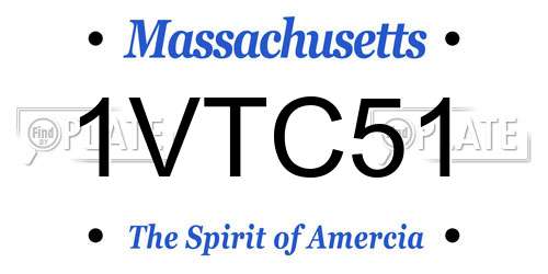 1VTC51 Massachusetts License Plate
