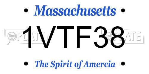 1VTF38 Massachusetts License Plate