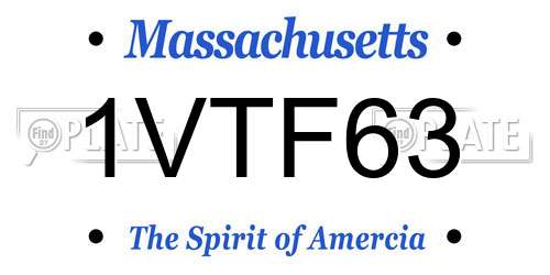 1VTF63 Massachusetts License Plate