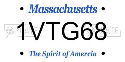 1VTG68 Massachusetts License Plate