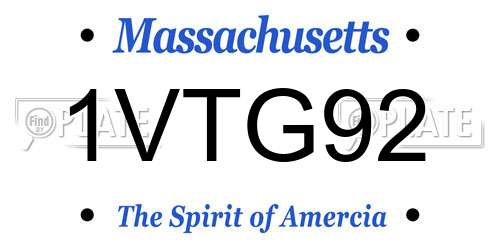 1VTG92 Massachusetts License Plate