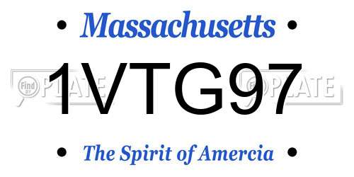 1VTG97 Massachusetts License Plate