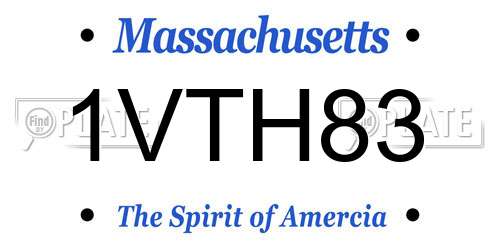 1VTH83 Massachusetts License Plate