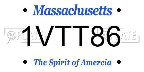 1VTT86 Massachusetts License Plate