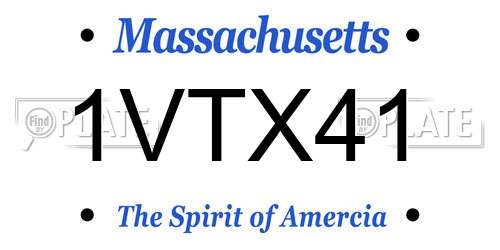 1VTX41 Massachusetts License Plate