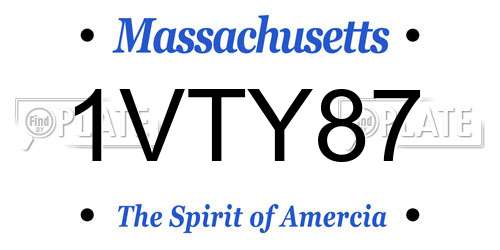 1VTY87 Massachusetts License Plate