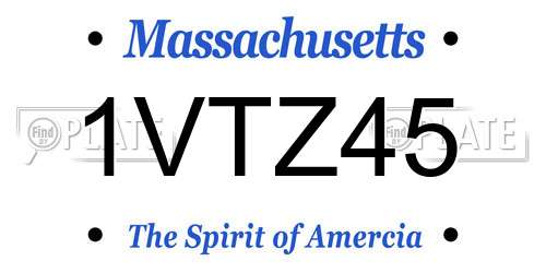 1VTZ45 Massachusetts License Plate