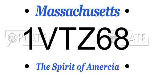 1VTZ68 Massachusetts License Plate