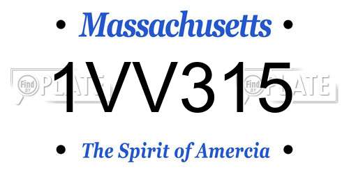 1VV315 Massachusetts License Plate