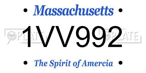 1VV992 Massachusetts License Plate