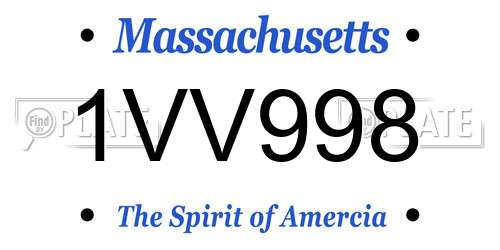 1VV998 Massachusetts License Plate