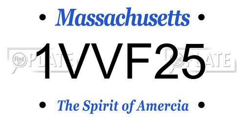 1VVF25 Massachusetts License Plate
